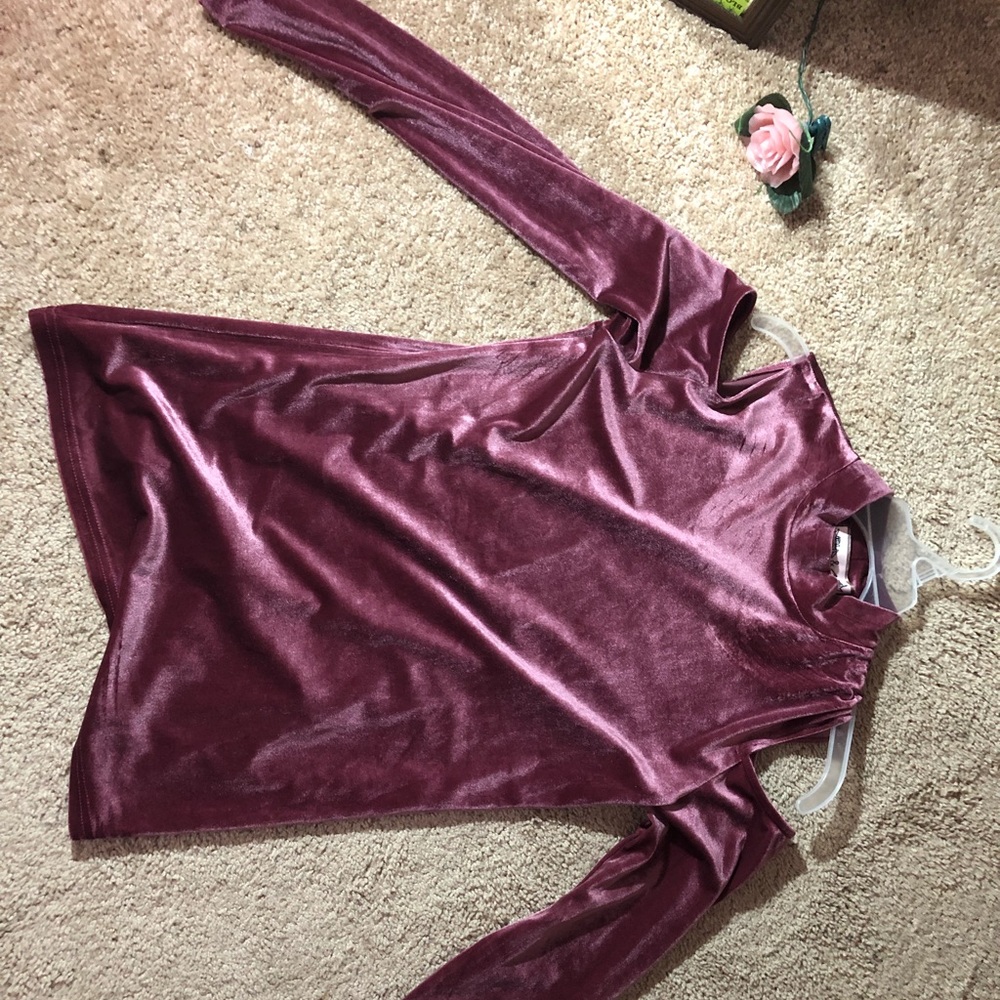 Velvet shoulder cut out top